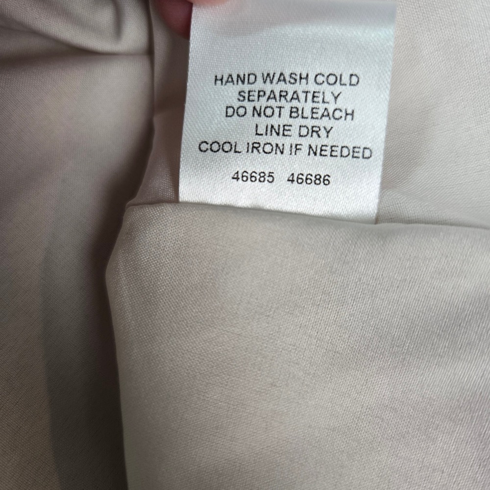 SUGAR+LIPS Off Shoulder Smocked Puff Sleeve Linen Blend Lined Dress Beige Size S - Picture 6 of 8